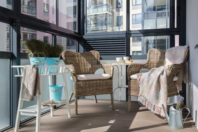 furnishing a loggia in a Scandinavian style