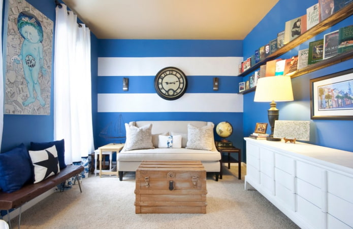 blue living room in nautical style blue living room in nautical style