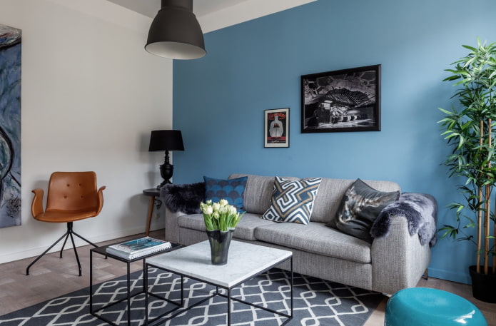 blue living room in scandinavian style blue living room in scandinavian style