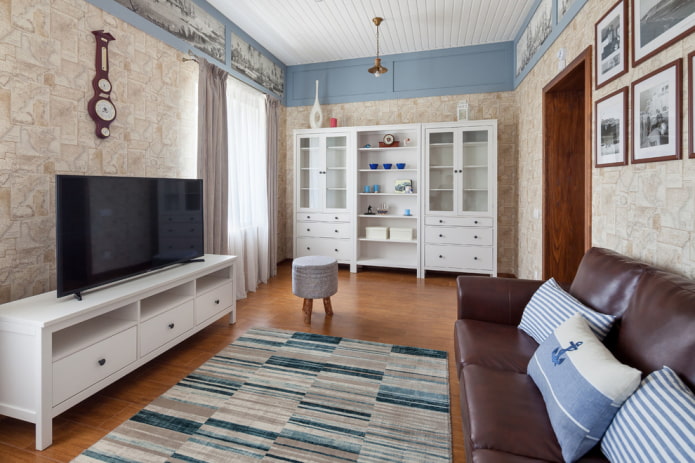 furnishing the living room in the interior of the house