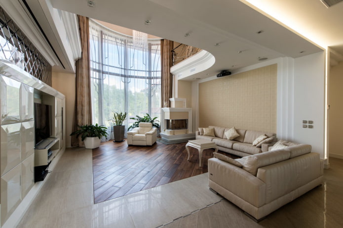 finishing the living room in the interior of the house