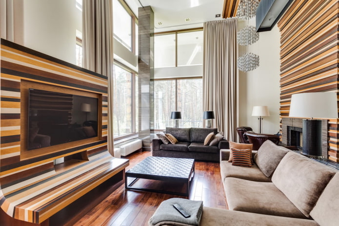 furnishing the living room in the interior of the house