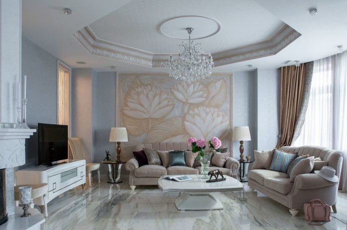 finishing the living room in the interior of the house