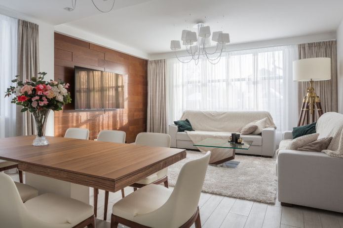 furnishing the living room in the interior of the house