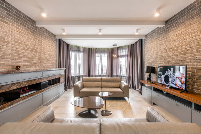 finishing the living room in the interior of the house