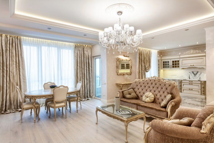 kitchen-living room in classic style