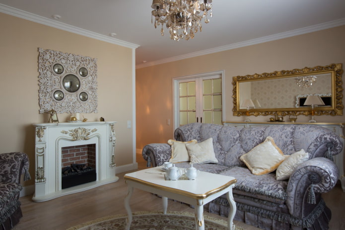 interior of a small living room in classic style
