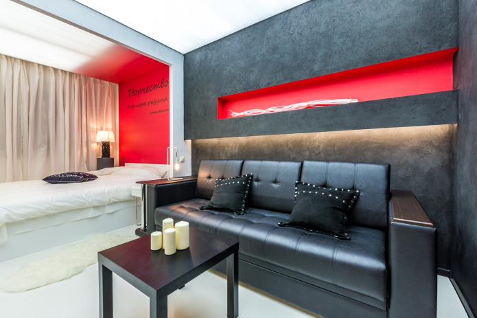 color zoning in the interior of the bedroom-living room color zoning in the interior of the bedroom-living room