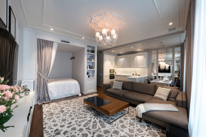 layout of the bedroom combined with the living room layout of the bedroom combined with the living room