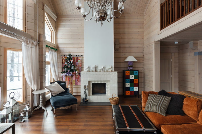 fireplace in the interior of the living room in the house