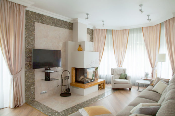 fireplace in the interior of the living room in the house