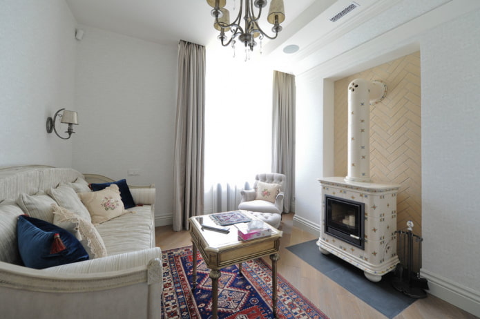 fireplace in the interior of the living room in the house