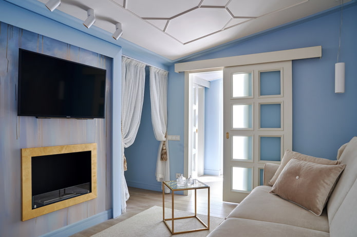 fireplace in the interior of a small living room