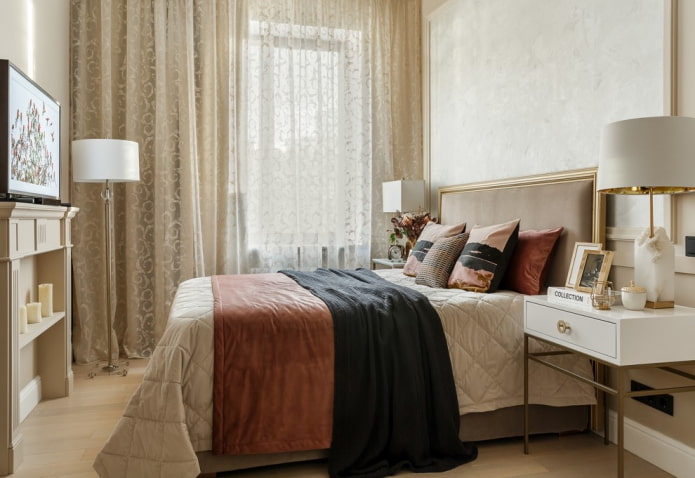 color scheme of the bedroom interior in Khrushchev