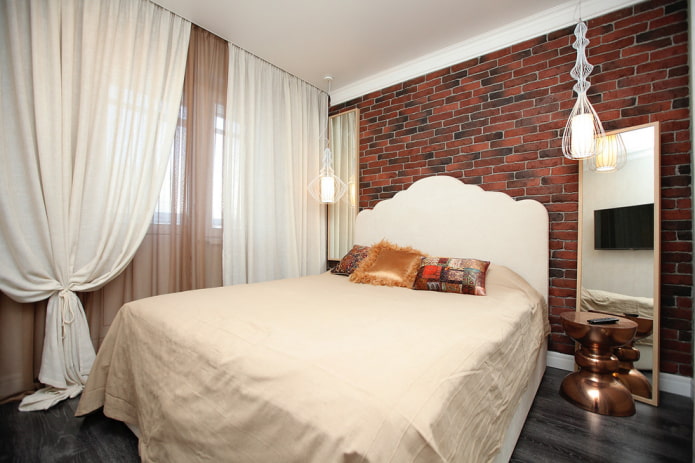 bedroom in loft style in Khrushchev