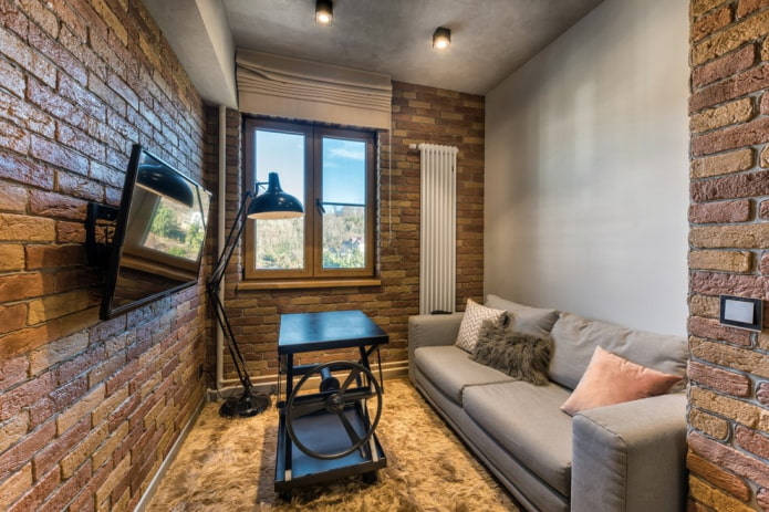 loft-style interior of the hall in Khrushchev loft-style interior of the hall in Khrushchev