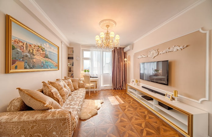 the interior of the hall in Khrushchev in the classic style the interior of the hall in Khrushchev in the classic style