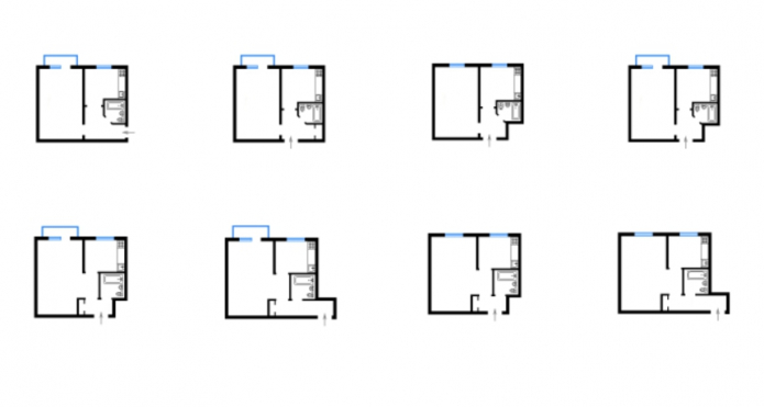 Layout of 1-room apartments series 438 Layout of 1-room apartments series 438