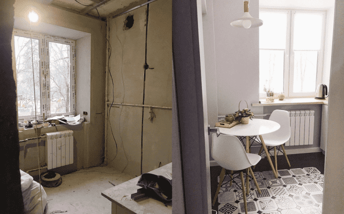 Photos before and after renovation