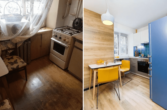 Photos before and after renovation