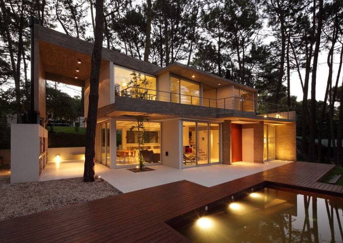 high-tech style house in the forest