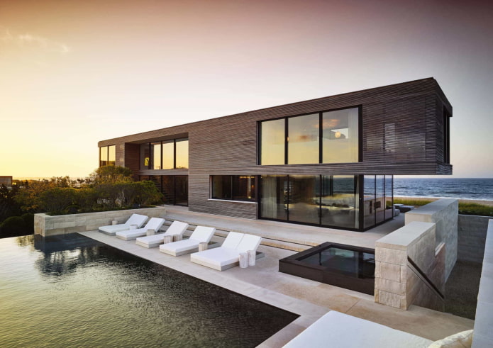 high-tech house on the seashore