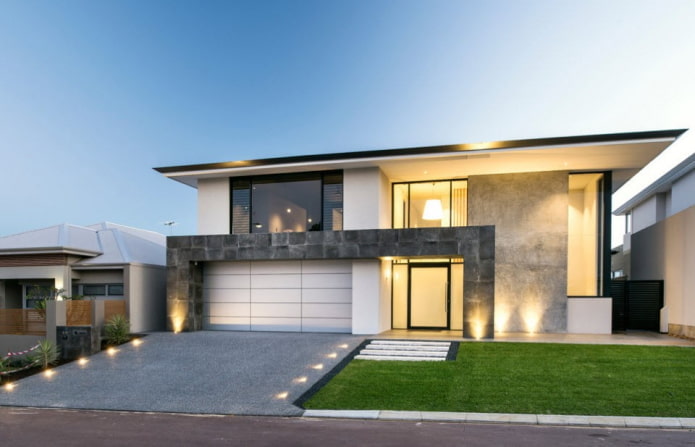 high-tech flat roof house