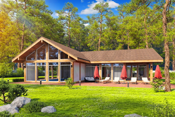 one-storey half-timbered house one-storey half-timbered house
