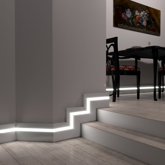 floor lighting with LED strip in the interior floor lighting with LED strip in the interior