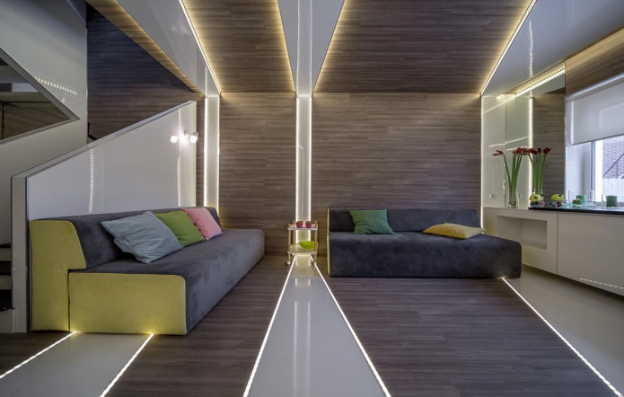 floor lighting in the interior floor lighting in the interior