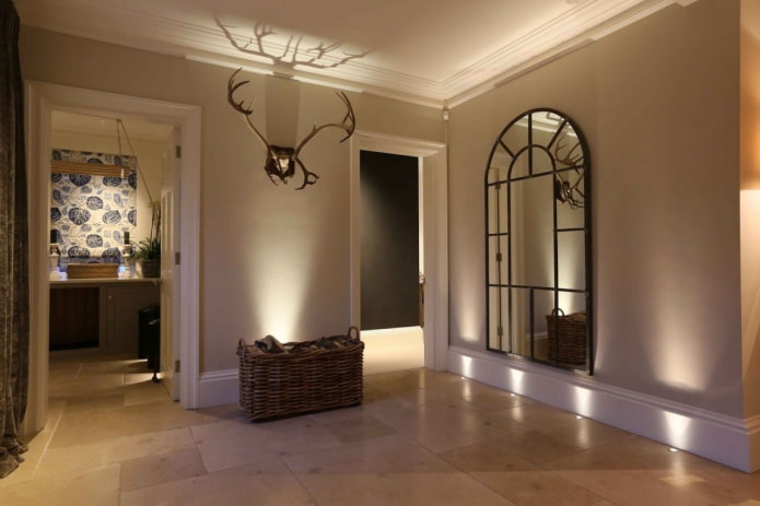 floor lighting in the interior of the corridor floor lighting in the interior of the corridor