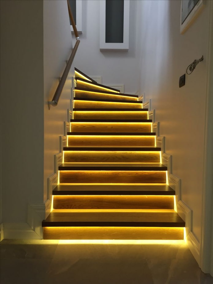 staircase with steps illuminated in the house staircase with steps illuminated in the house