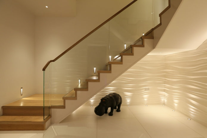 staircase with automatic lighting in the house staircase with automatic lighting in the house