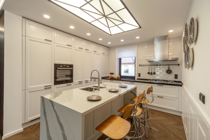spot lighting in the interior of the kitchen