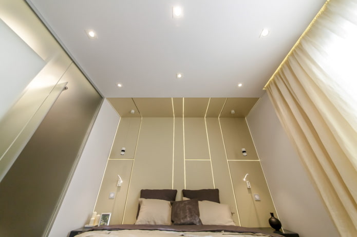 square spotlights in the bedroom