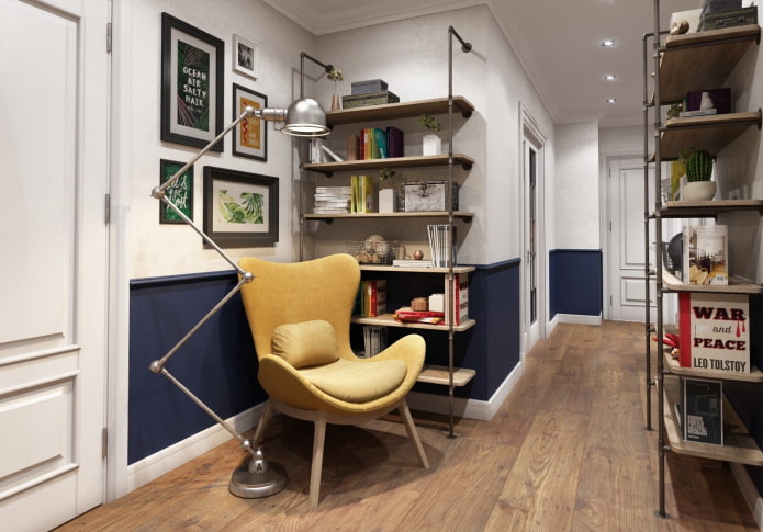 arrangement of lamps in the interior of the hallway