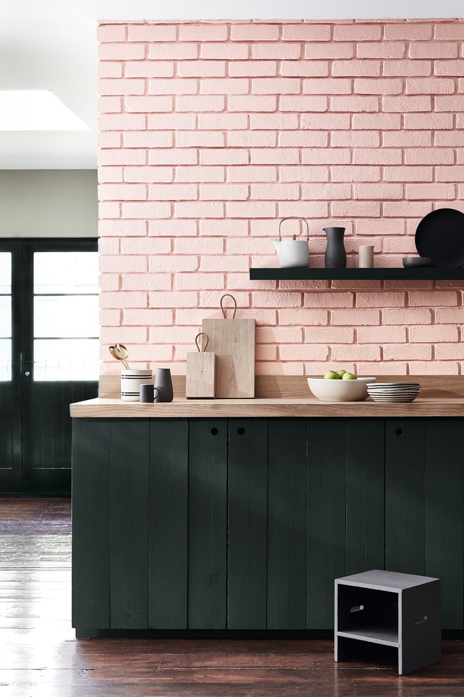 color scheme of bricks in the interior of the kitchen