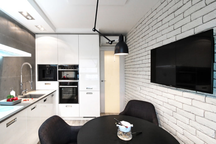 color scheme of bricks in the interior of the kitchen