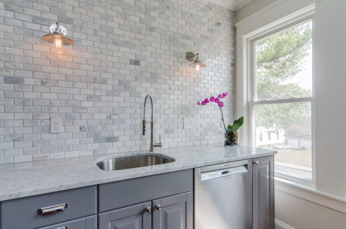 brickwork in the interior of the kitchen