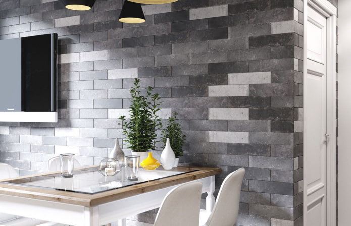 color scheme of bricks in the interior of the kitchen