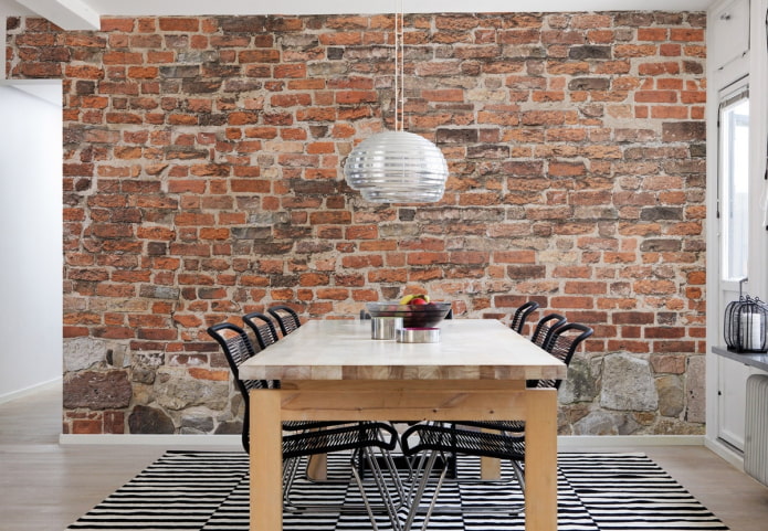 brickwork in the interior of the kitchen