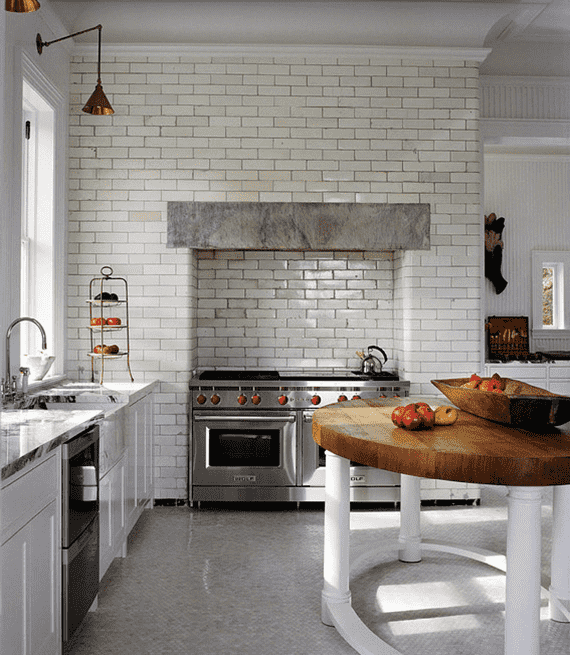 brickwork in the interior of the kitchen
