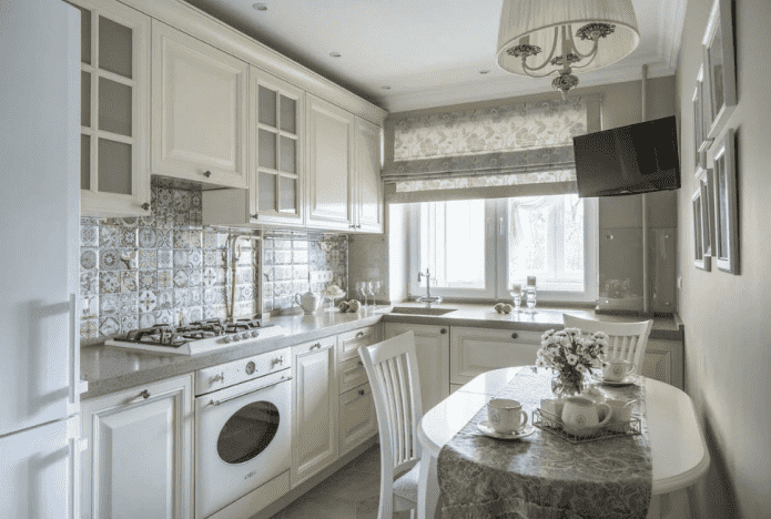 kitchen of 8 sq m in neoclassical style kitchen of 8 sq m in neoclassical style