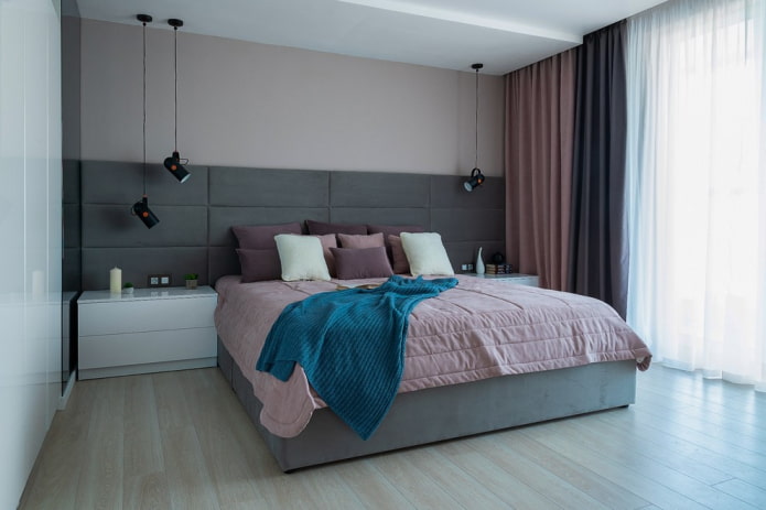 gray-pink bedroom interior gray-pink bedroom interior