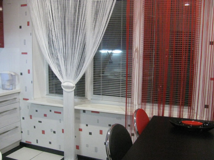 curtains-threads in the interior of the kitchen