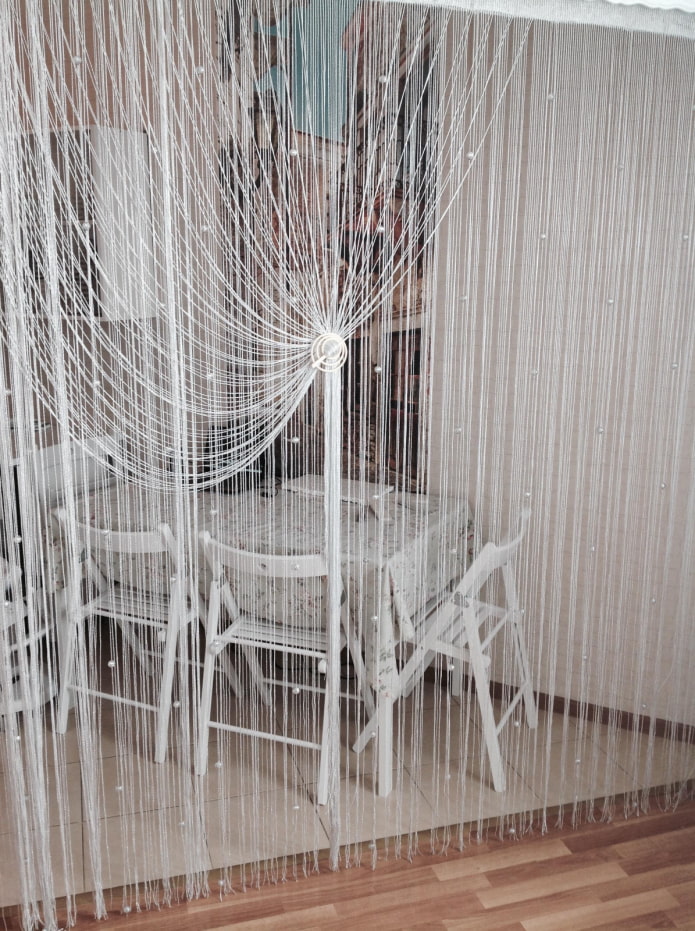 curtains-threads in the interior of the kitchen