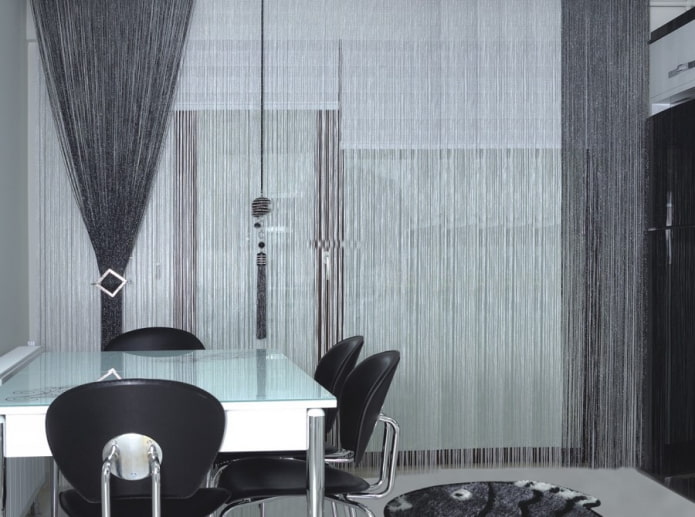 curtains-threads in the interior of the kitchen