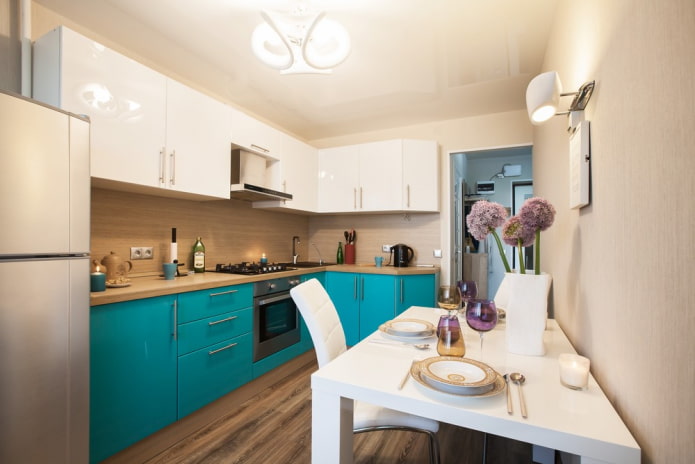 wallpaper in the kitchen turquoise