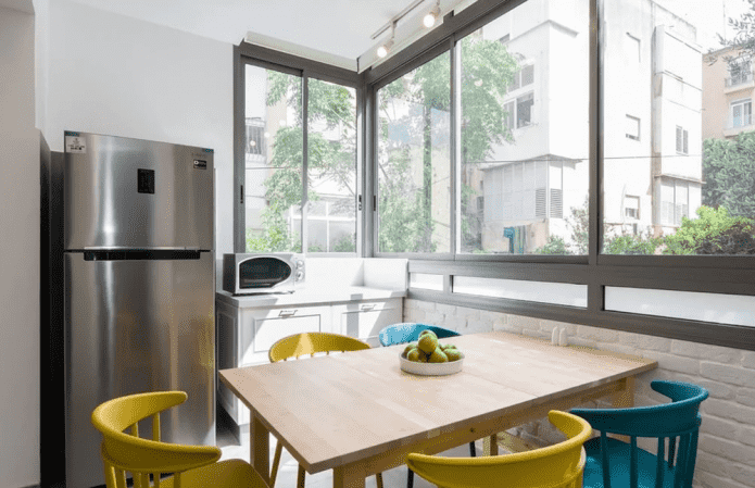 complete transfer of the kitchen to the loggia