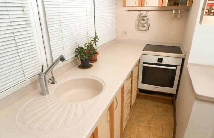 complete transfer of the kitchen to the loggia